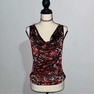 Cowl Neck Burnout Sleeveless Blouse